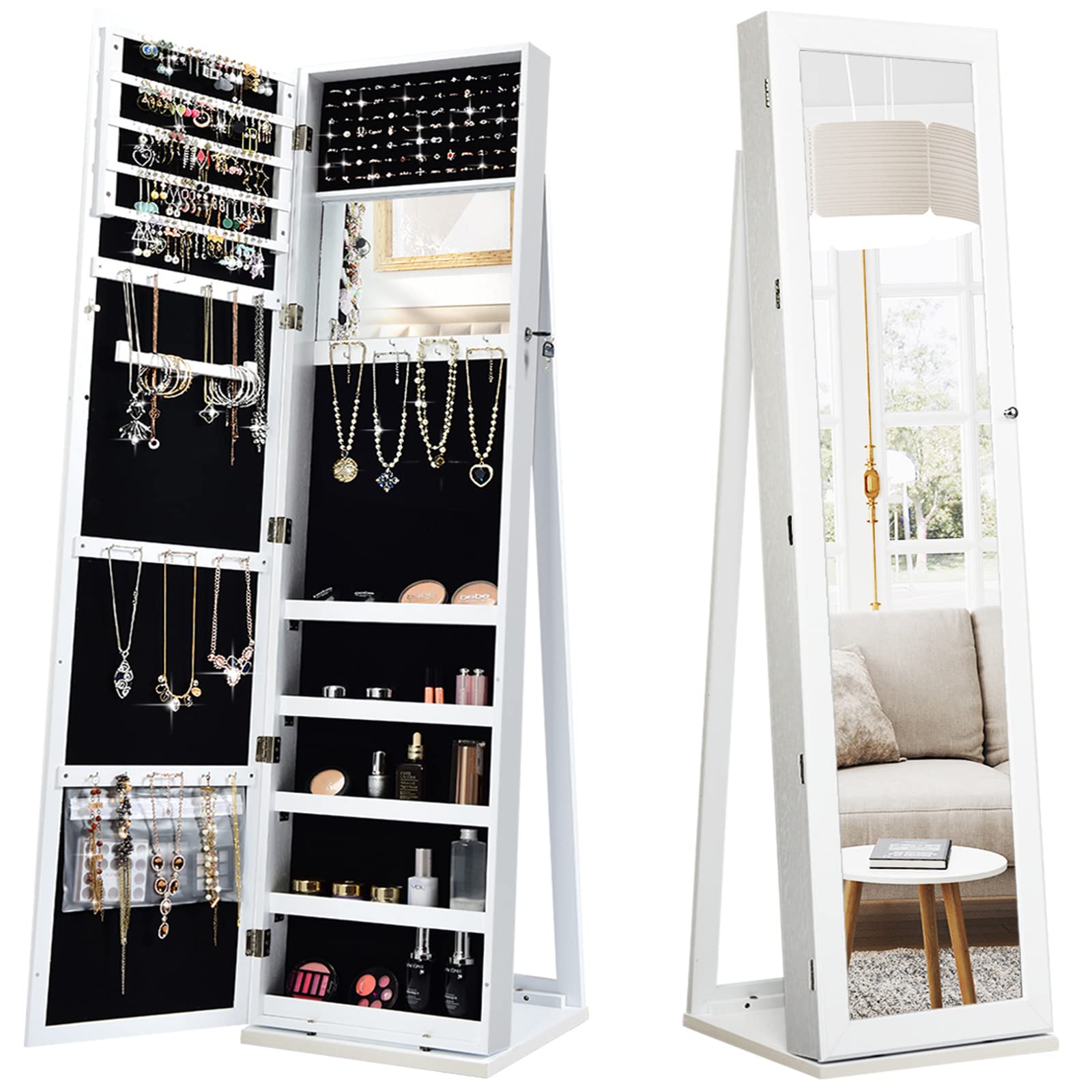 Full Length Mirror Jewelry Armoire - Armário de Joias de Chão com