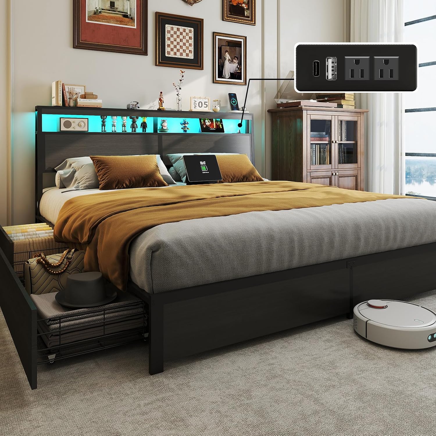 Estrutura de Cama King Size co - King Size Bed Frame With Storage Drawers avaliação e preço