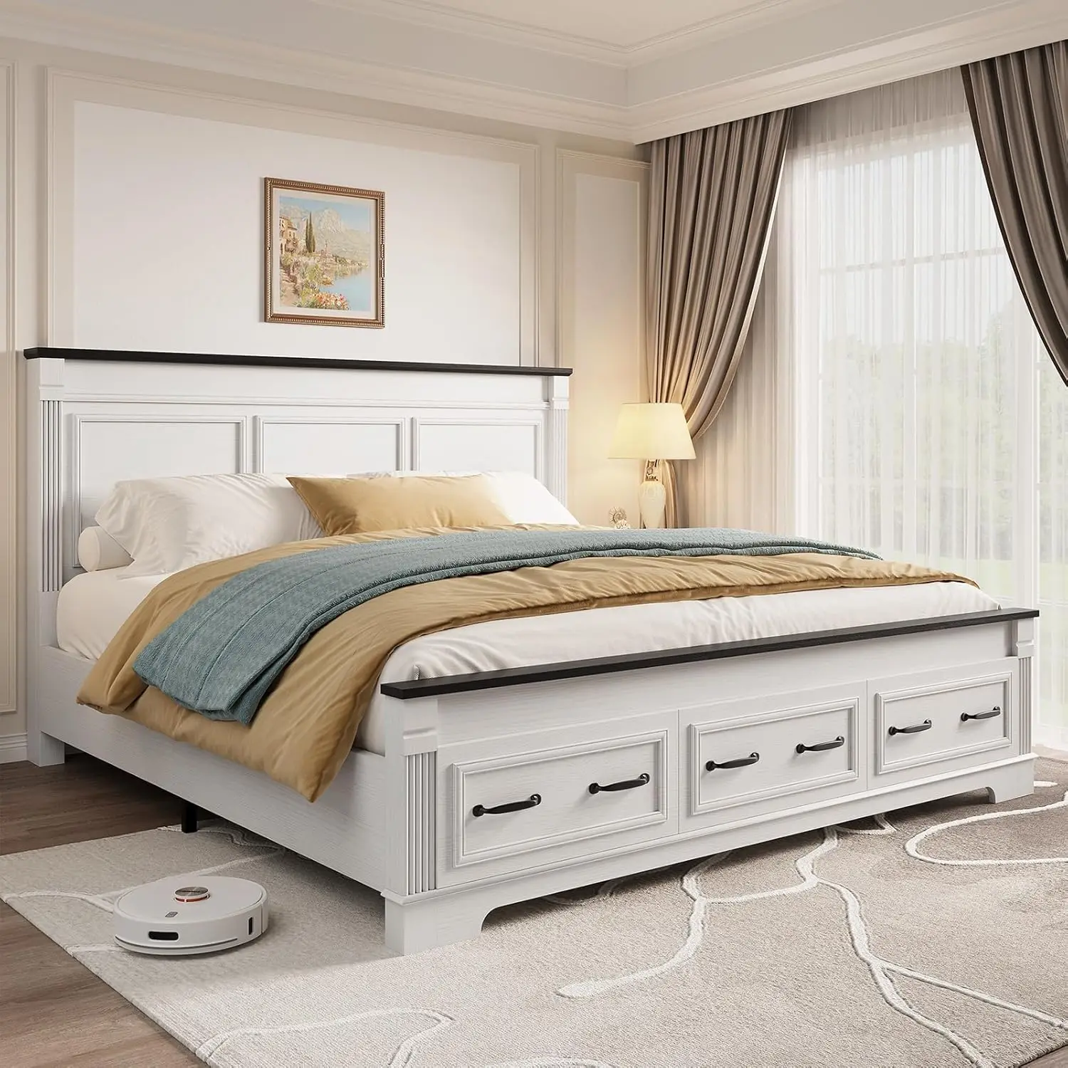 Estrutura de cama King Size es - King Size Bed Frame With Storage Drawers avaliação e preço