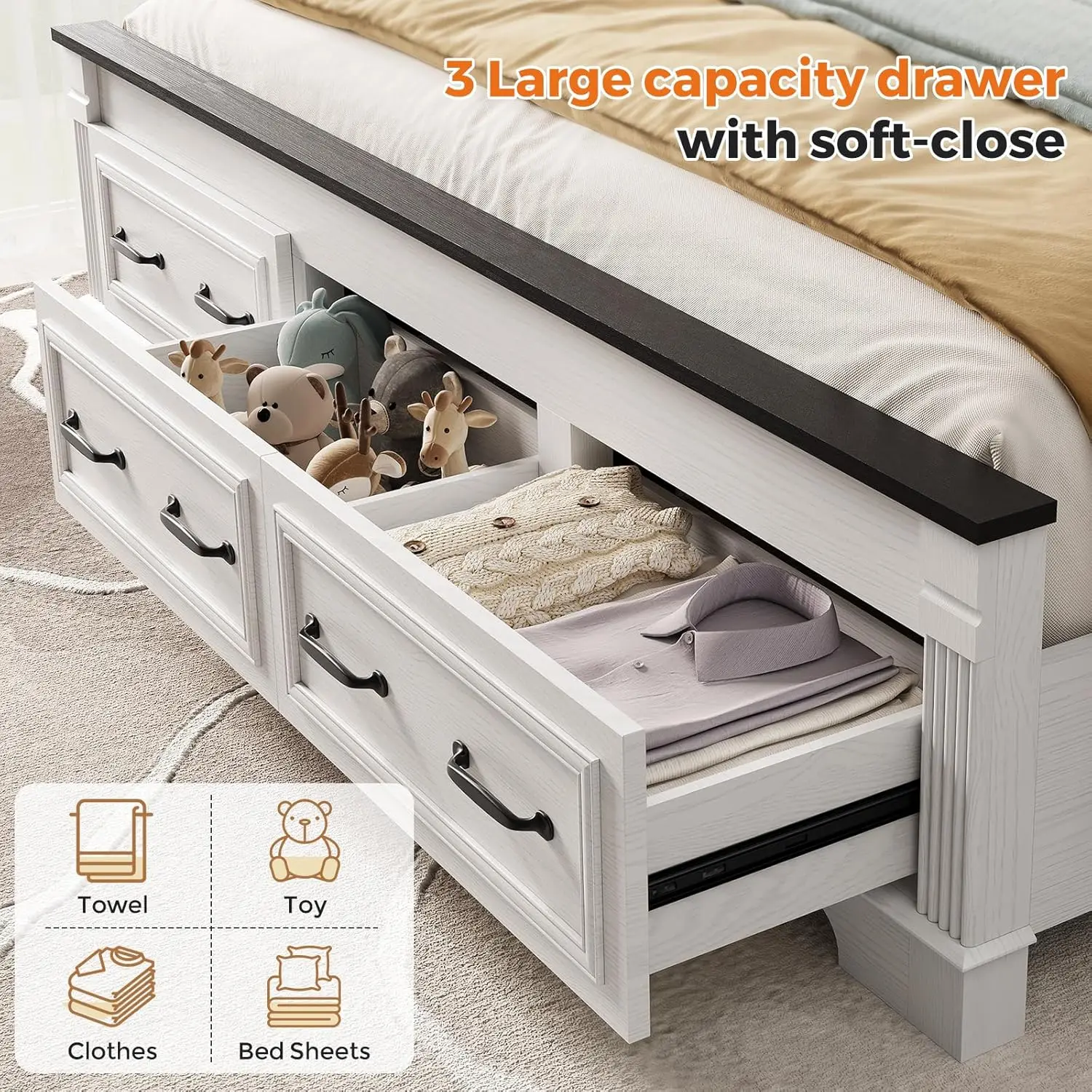 Estrutura de cama King Size es - King Size Bed Frame With Storage Drawers avaliação e preço