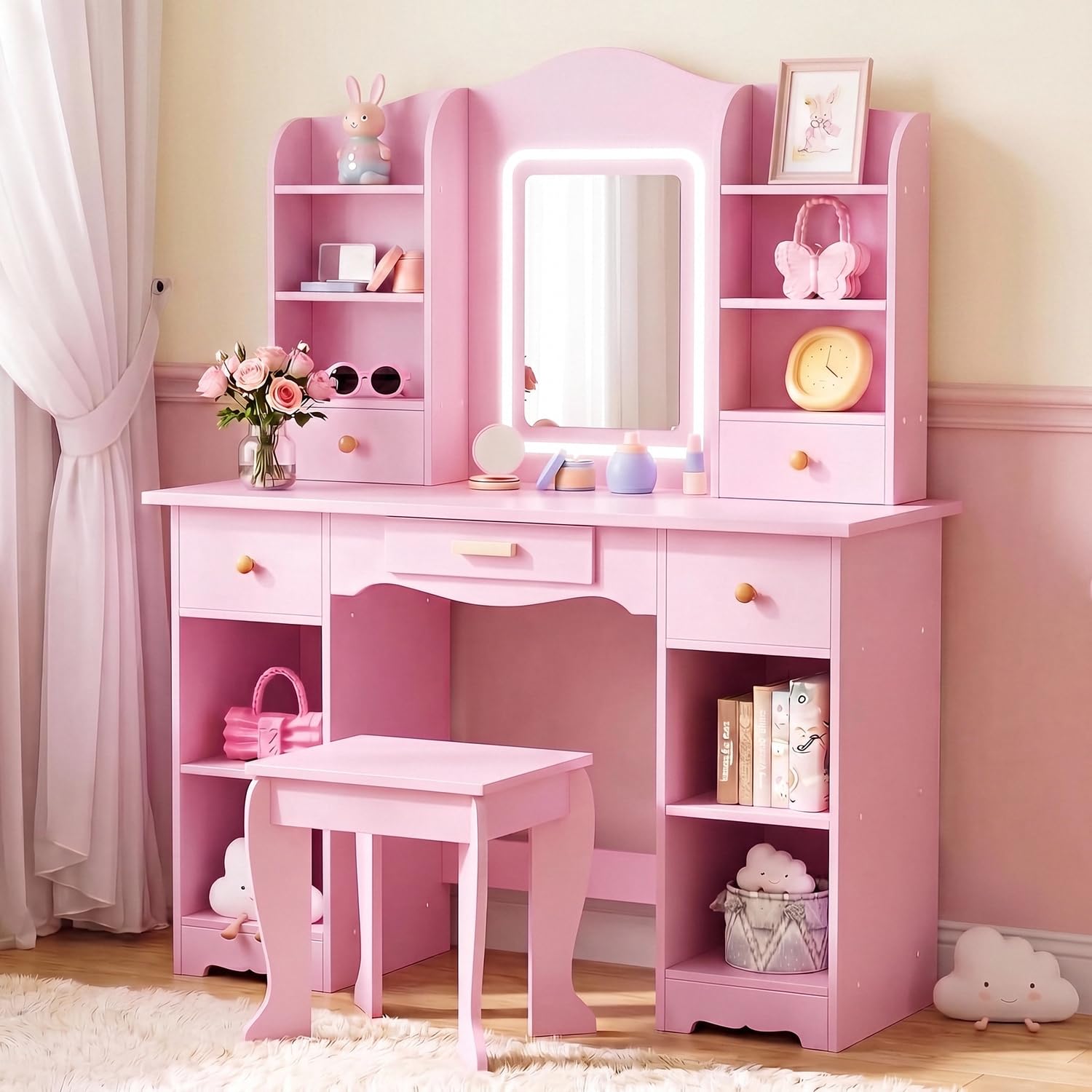 Penteadeira Infantil com Luzes - Dressing Table Vanity With Lighted Mirror avaliação e preço